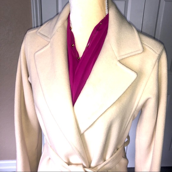 VINTAGE 100% CASHMERE COAT CREAM/TAN - Picture 2 of 16